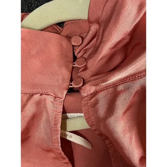 Anthropologie Dress Ruched Asymmetrical Mini Size 0 Pink Club Chic Satin - Picture 5 of 10